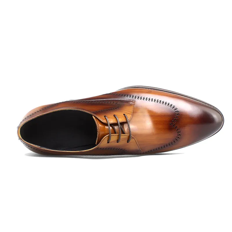 Zapatos de vestir Oxford Brogue artesanal para Hombre: Diseño de moda y cierre con cordones
