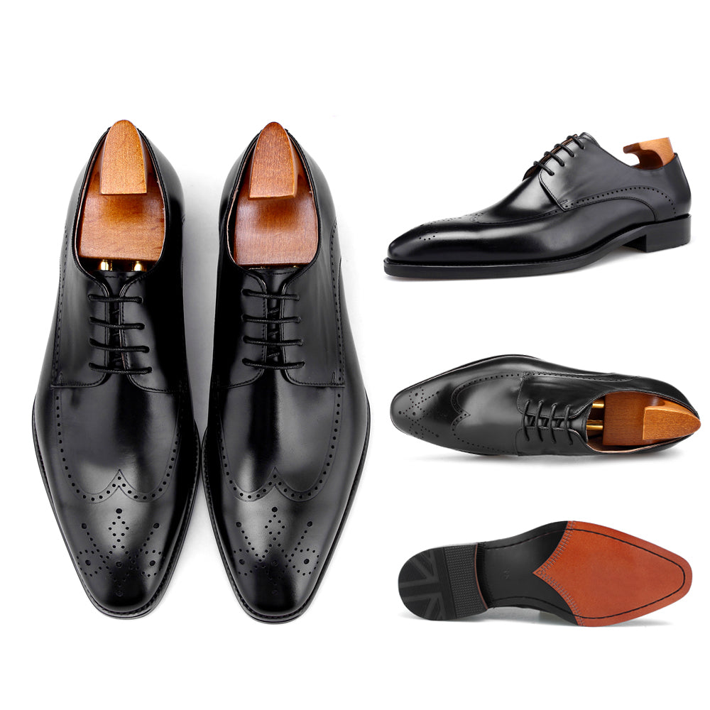 Zapatos Derby para Hombre: Estilo Moderno, Hechos a Mano, Formales de Negocios con Punta Redonda tipo Derby