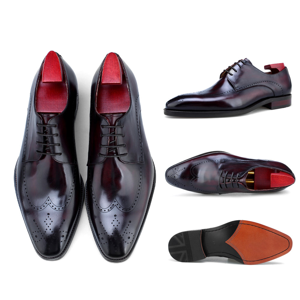 Zapatos Derby para Hombre: Estilo Moderno, Hechos a Mano, Formales de Negocios con Punta Redonda tipo Derby